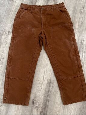 Carhartt Insulated Coverall Pants Men 40x30 Brown Loose Fit Workwear Duck Canvas